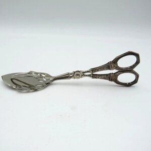 Scandinavian Antique Silver‎ Pastry Tongs Art Deco Ornate Handles Marked NH830S